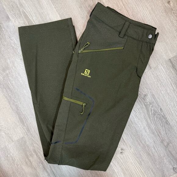 Salomon Wayfarer AS Tapered Regular Womens Outdoor Pants Green Hiking US 8 - Picture 2 of 13
